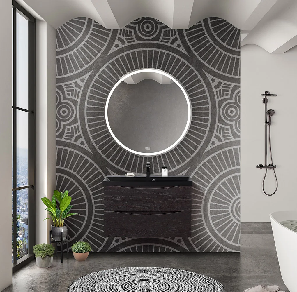 Приобрести belbagno тумба с раковиной marino 80 см, подвесная rovere cioccolato amaro, чёрная раковина
