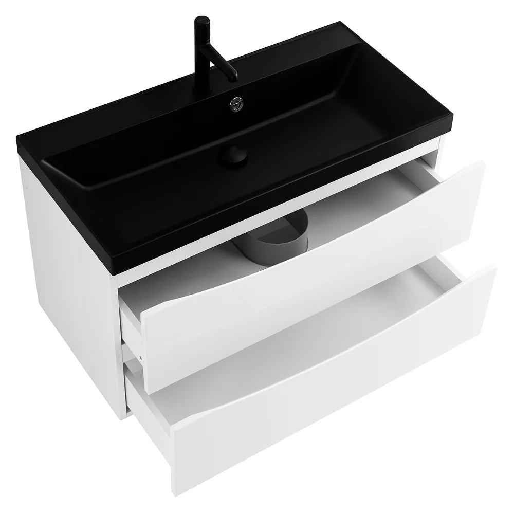 Приобрести belbagno тумба с раковиной marino 90 см, подвесная bianco opaco, чёрная раковина