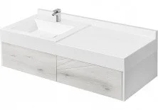 Тумба подвесная с раковиной-столешницей Акватон Сакура 100 см 1A234901SKW80;1A71973KSK010, белый/ольха наварра