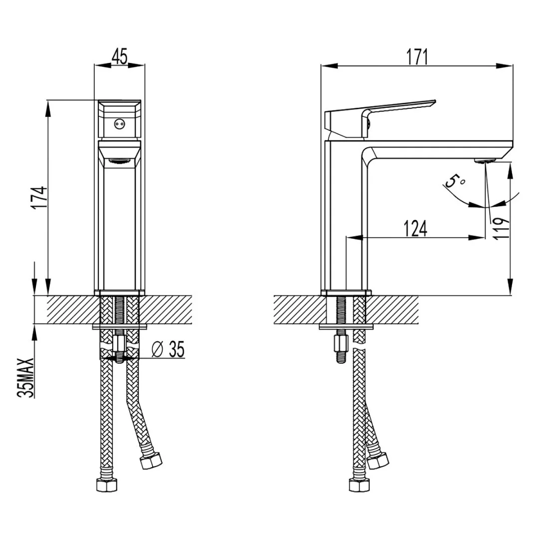 Приобрести смеситель для раковины azario hardcore 171 мм, хром az-vjg168277c