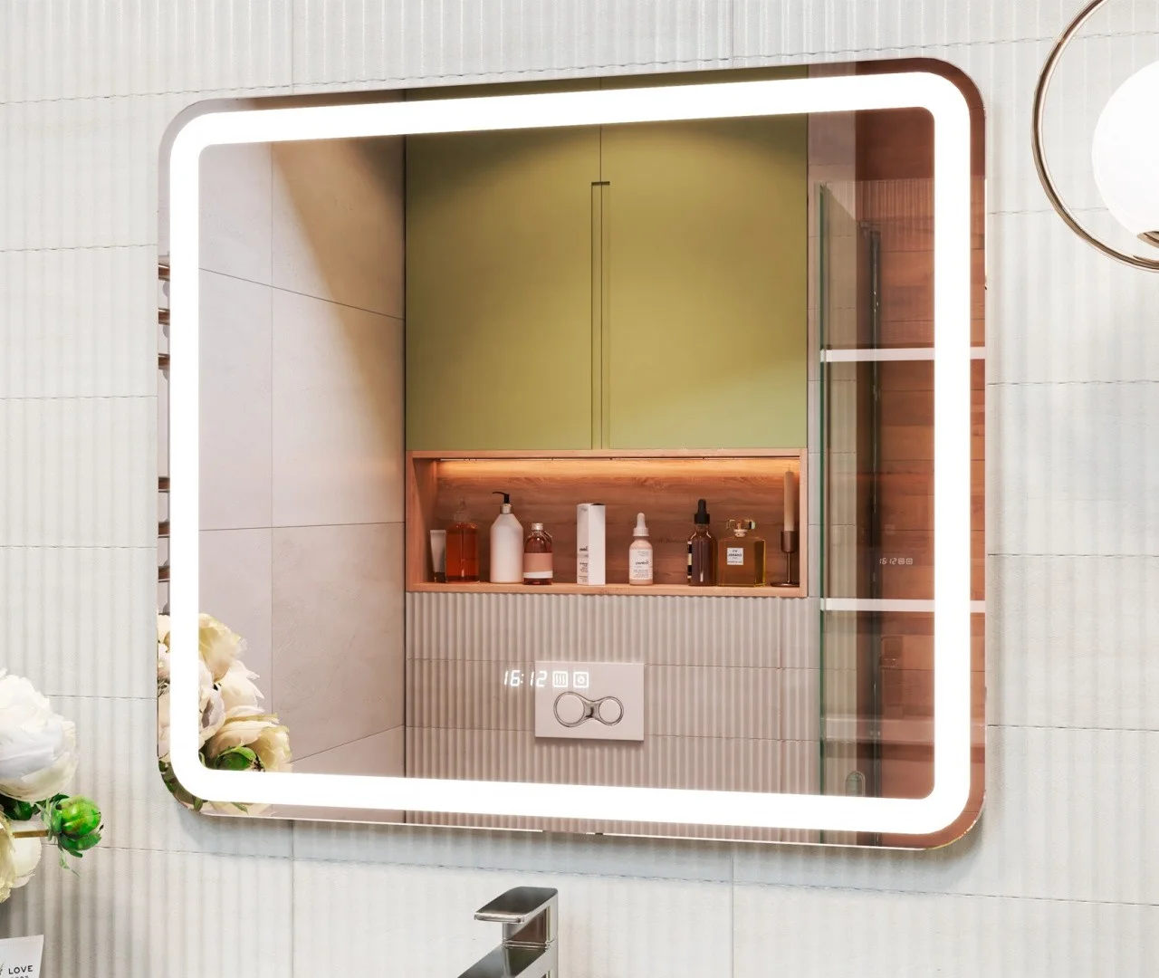 Приобрести vigo зеркало grani luxe 80 см, с подсветкой, сенсорное управление, часы, антизапотевание z.gri.80.luxe