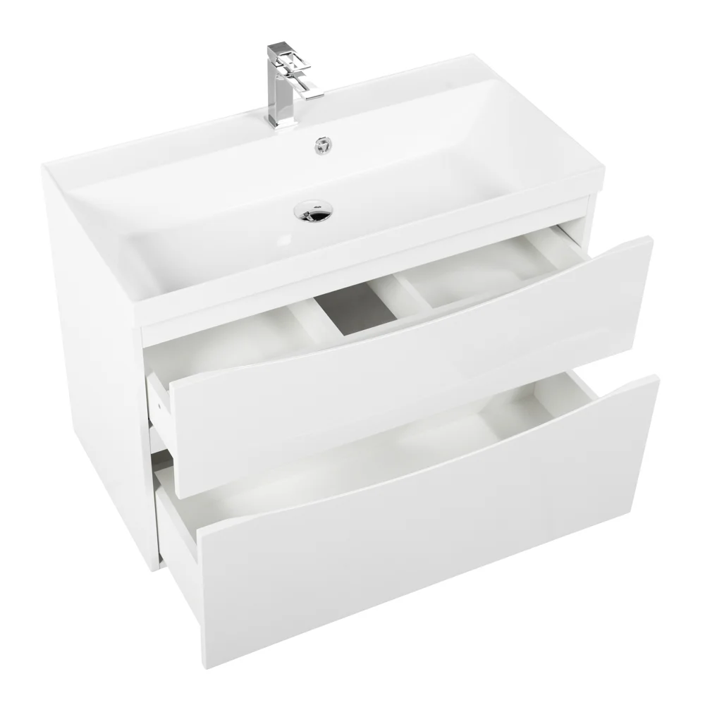 Приобрести belbagno тумба с раковиной marino-h60 80 см, подвесная bianco lucido, белая раковина