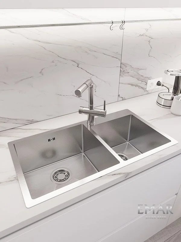 Приобрести emar кухонная мойка 78х43 см, сатин emb-210 pvd nano satine