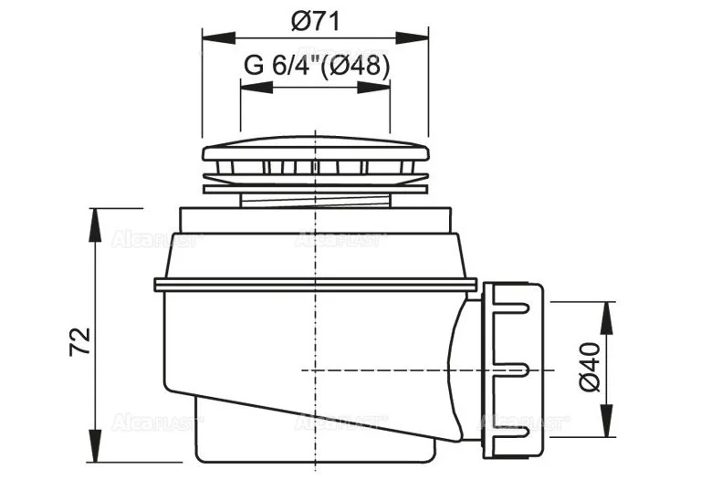 Приобрести сифон для душевого поддона alcaplast a47cr ø50