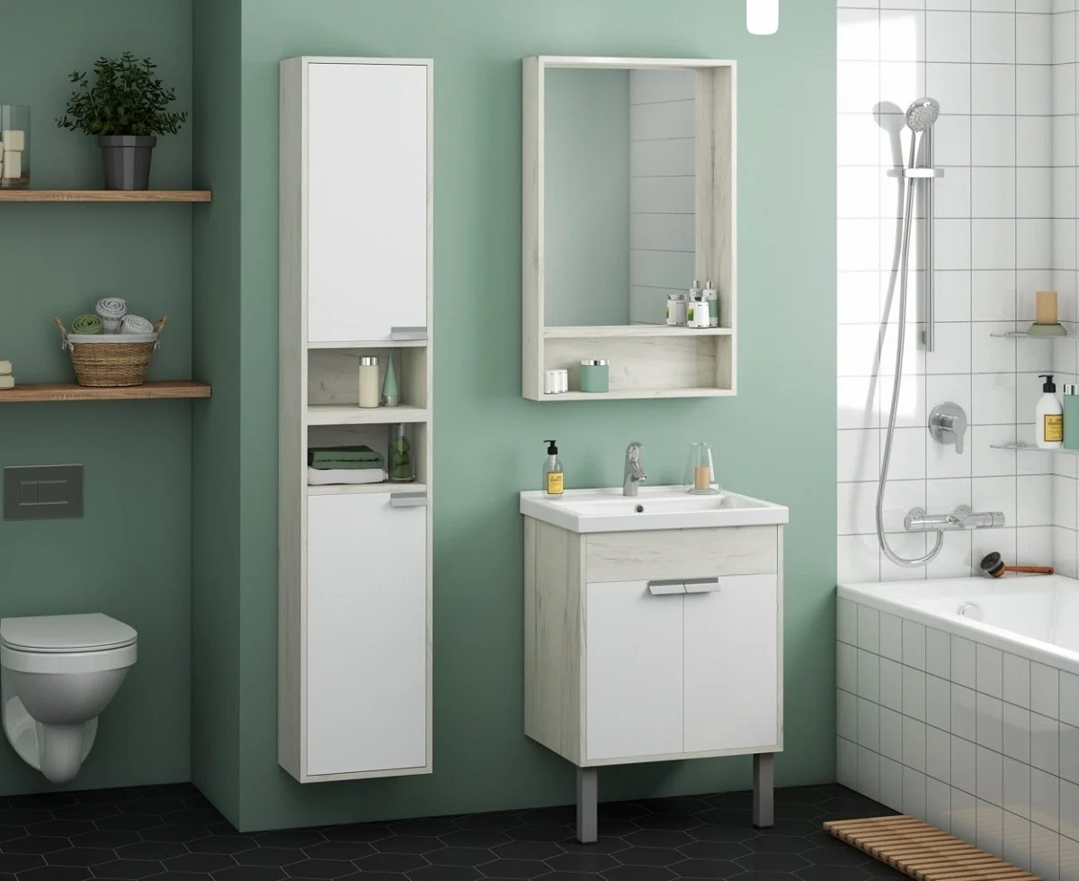 Приобрести акватон флай шкаф одностворчатый, белый, дуб крафт правый