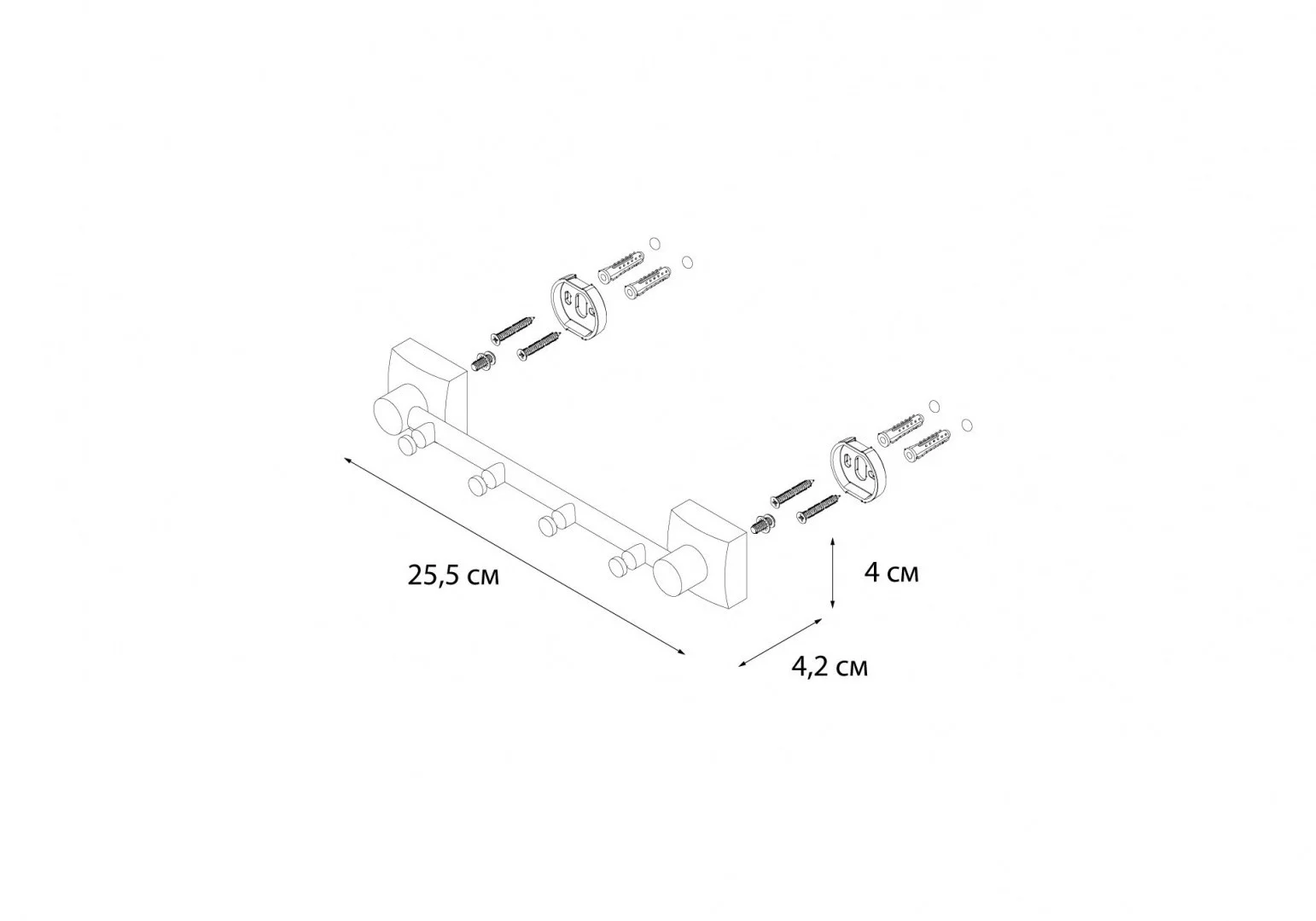 Приобрести fx-61305-4 kvadro планка 4 крючка