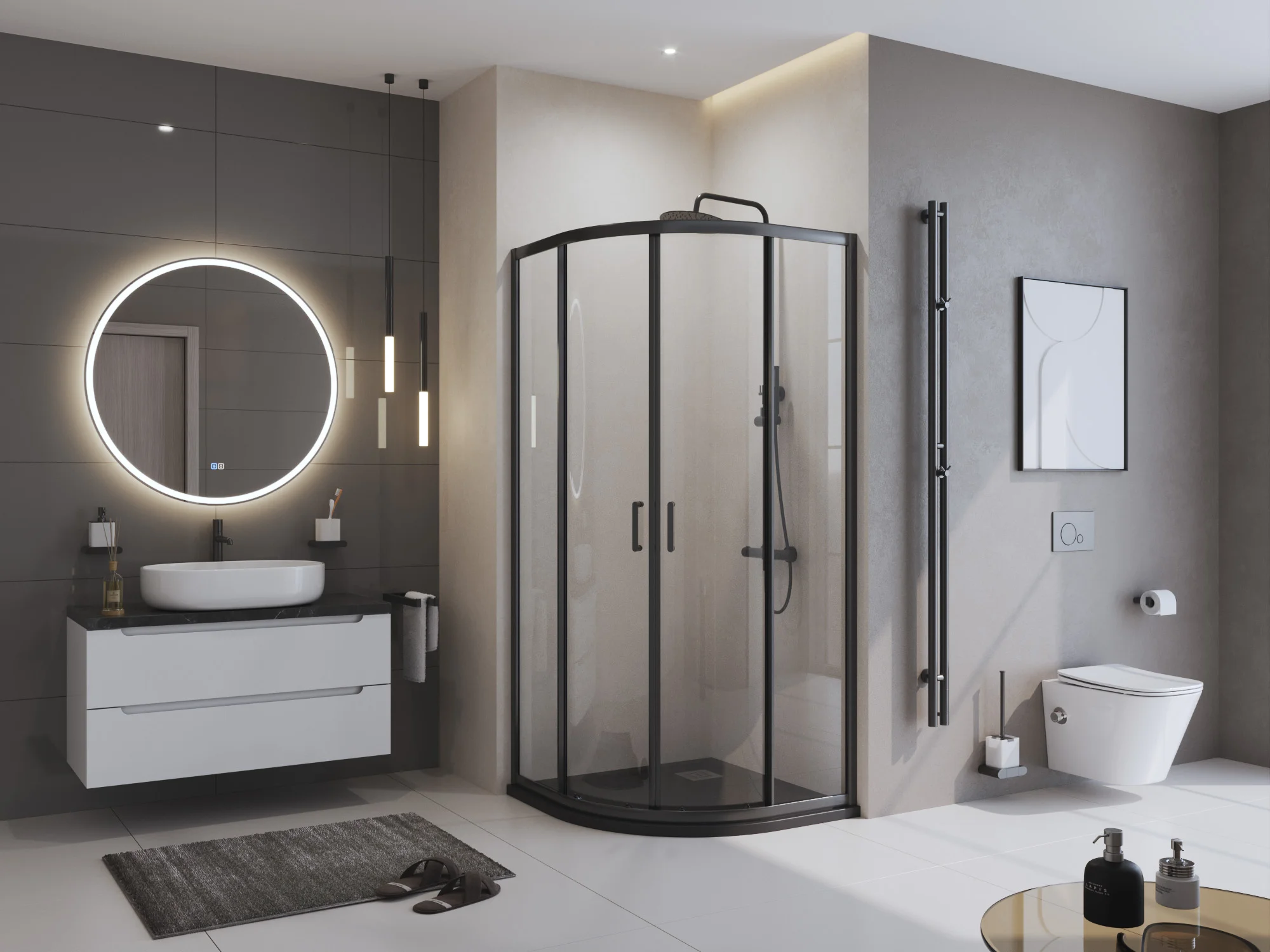 Приобрести belbagno душевой поддон 90х90 см, искусственный мрамор, сифонuno tray-mr-uno-r-90-550-35-nero-cr