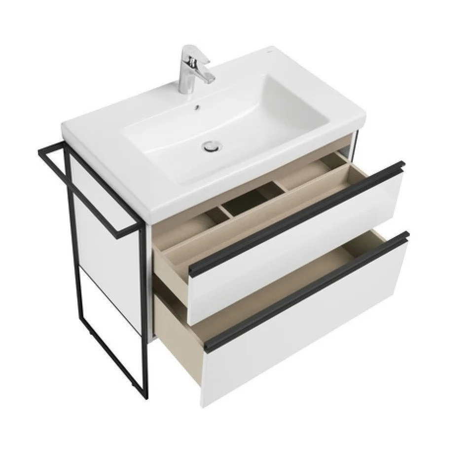 Приобрести тумба подвесная roca domi с раковиной 80 см, белый глянцевый