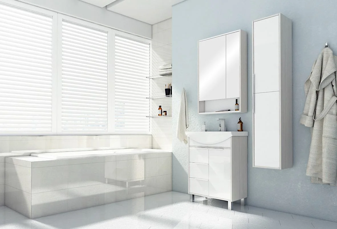 Приобрести зеркало-шкаф акватон рико 65 см, белый/ясень фабрик (1a215202rib90)