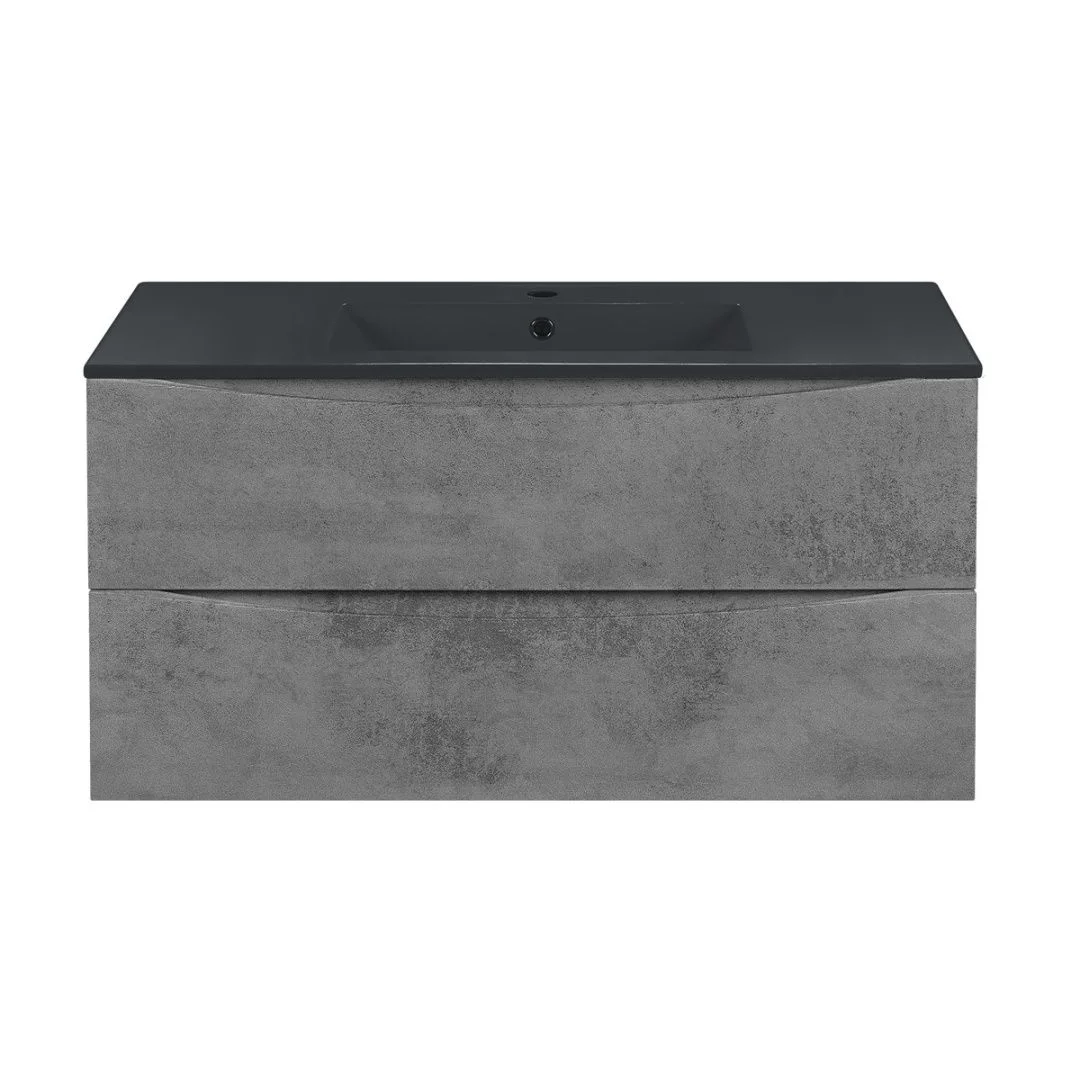 Приобрести vincea тумба подвесная mia 100 см, бетон с раковиной матовый антрацит vmc-2mc100bt;vbs-13100mb
