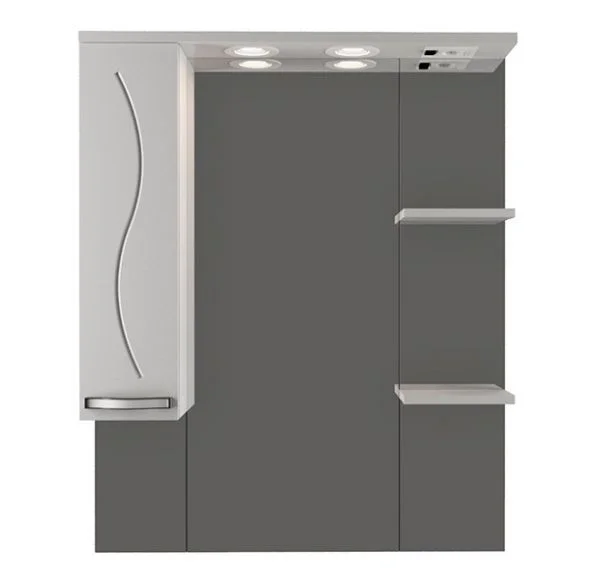 Приобрести mirsant зеркало шкаф сандра 80 см, с подсветкой, белый, левый ут000046036