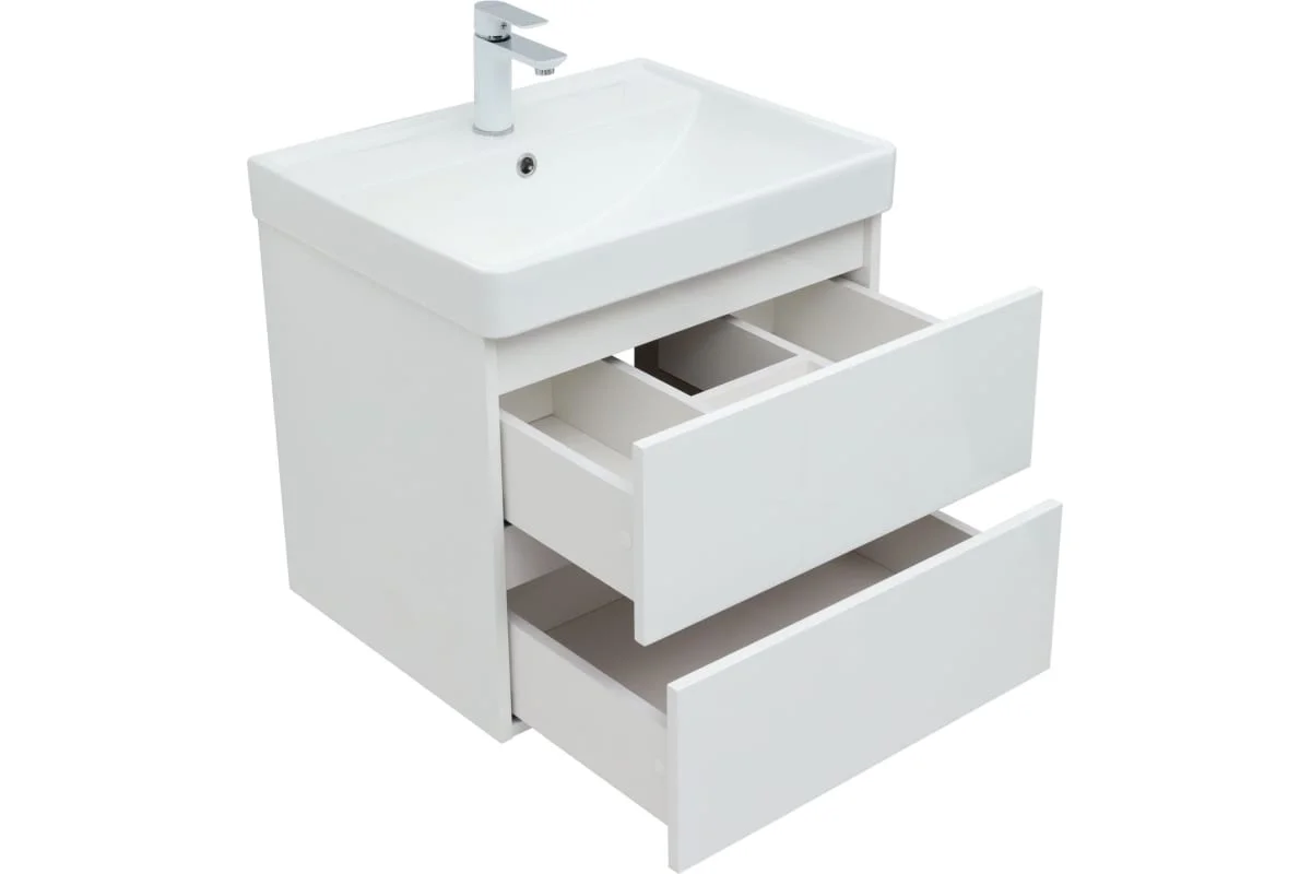 Приобрести aquanet тумба с раковиной вега 60 см, (2 ящика)