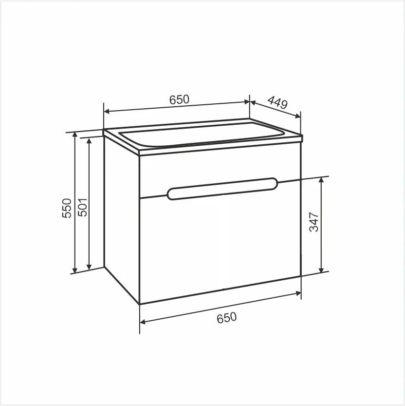 Приобрести aqua de marco тумба подвесная с раковиной olivia 65см, один ящик, белый 2065coli/h; 265olivia