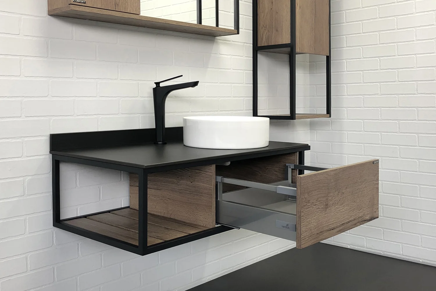 Приобрести сomforty тумба со столешницей и раковиной "лиссабон-95" дуб темный, правая столешница