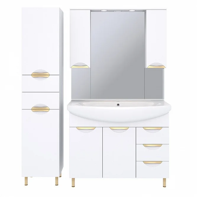 Приобрести aqua de marco зеркало-шкаф eleganse 105 см, белый\золото 1105cgele