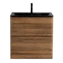 BelBagno Тумба с раковиной ALBANO 80 см, напольная Rovere Rustico, чёрная раковина