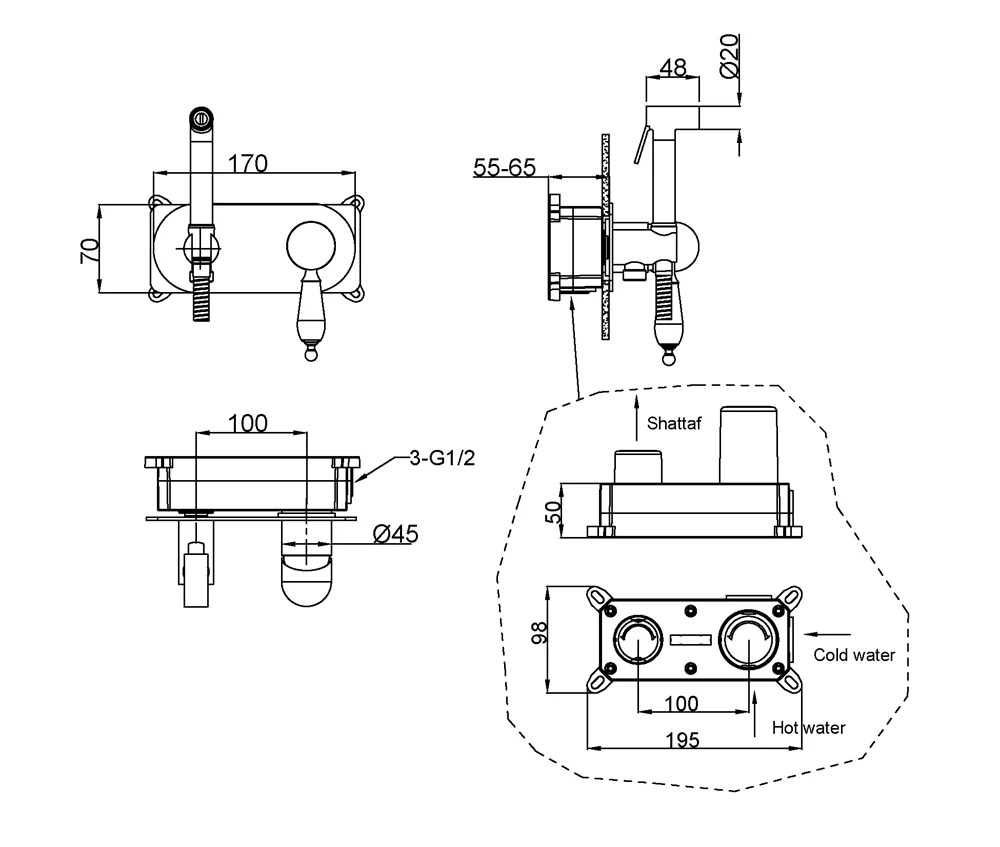 Приобрести boheme смеситель с гигиеническим душем imperiale, золото\белый 425