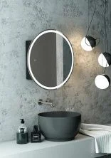 Continent Зеркало шкаф с подсветкой Torneo Black 60х60 см, сенсорный включатель, черное