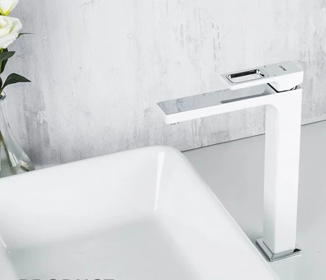 Приобрести gappo смеситель для раковины g1017-2, высокий, белый\хром 30054