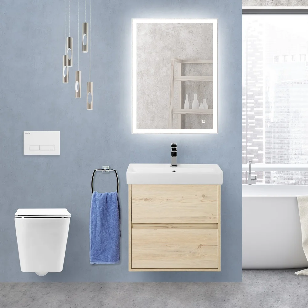 Приобрести belbagno тумба с раковиной neon 50 см, подвесная pino bianco, белая раковина