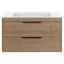 Vincea Тумба подвесная Chiara 80 см, дуб натуральный с белой раковиной VMC-2C2800NO;VCB-13800W