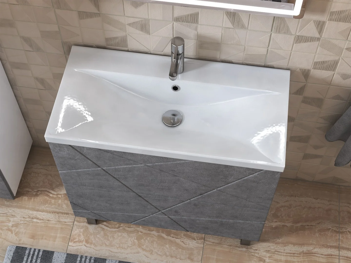 Приобрести vigo тумба с раковиной geometry 70см, 2 ящика, напольная, бетон tn.geo.fos.70.2y бетон