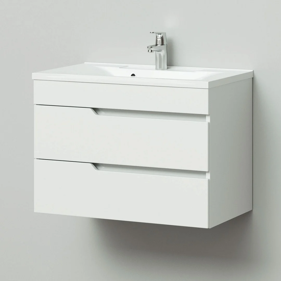 Приобрести тумба подвесная итана александра 75 с раковиной milen 75, белый глянец