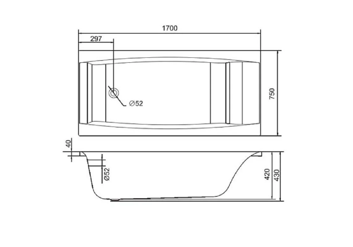 Приобрести акриловая ванна cersanit virgo 170x75 см