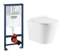 Инсталляция Grohe Rapid SL 3 в 1 с подвесным унитазом Azario Vento c сиденьем микролифт 38772001+AZ-2001