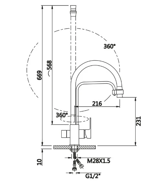 Приобрести смеситель для кухни vieir kitchen с гибким изливом, черный v15005c