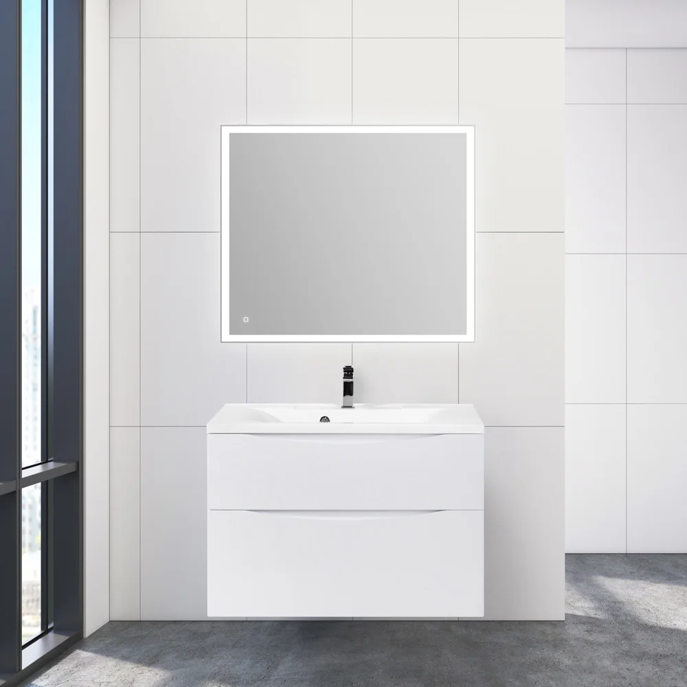 Приобрести belbagno тумба с раковиной marino-h60 80 см, подвесная bianco lucido, белая раковина