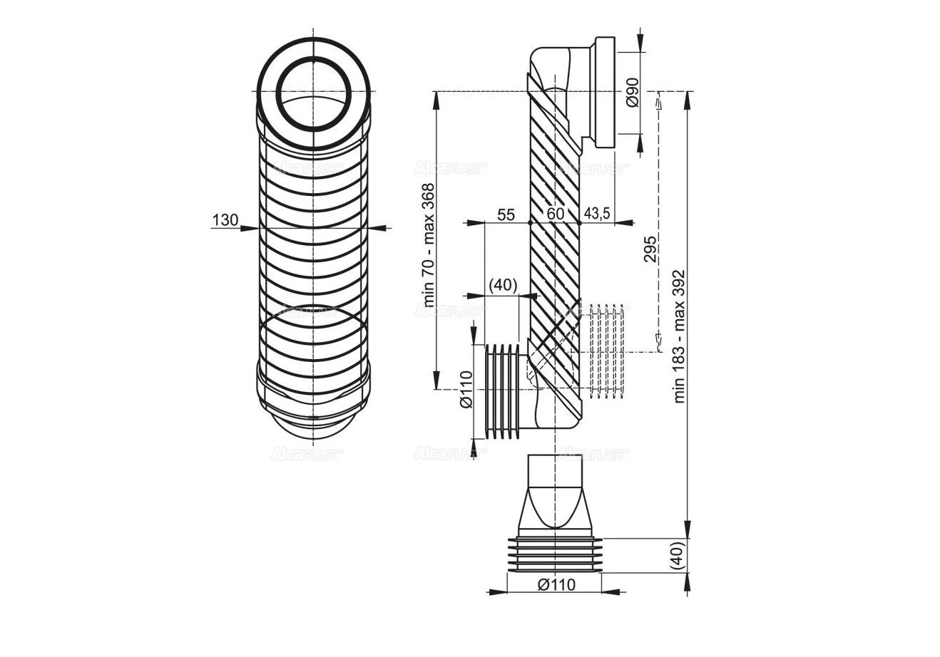 Приобрести колено стока alcaplast ms906 90/110 slim