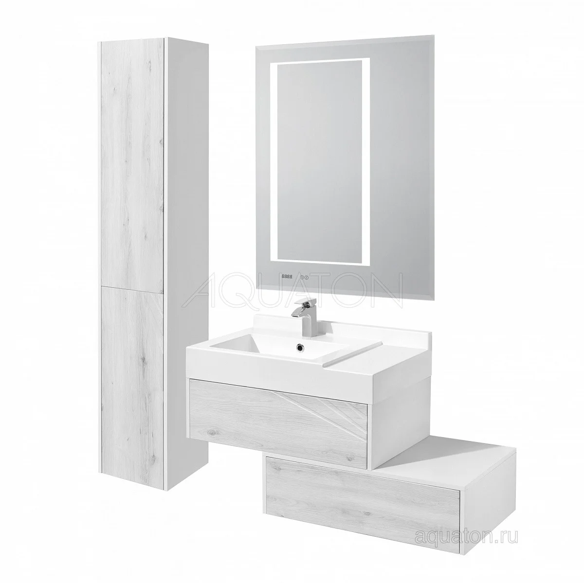 Приобрести тумба под раковину, подвесная акватон сакура 80 см, светлое дерево 1a236401skw80