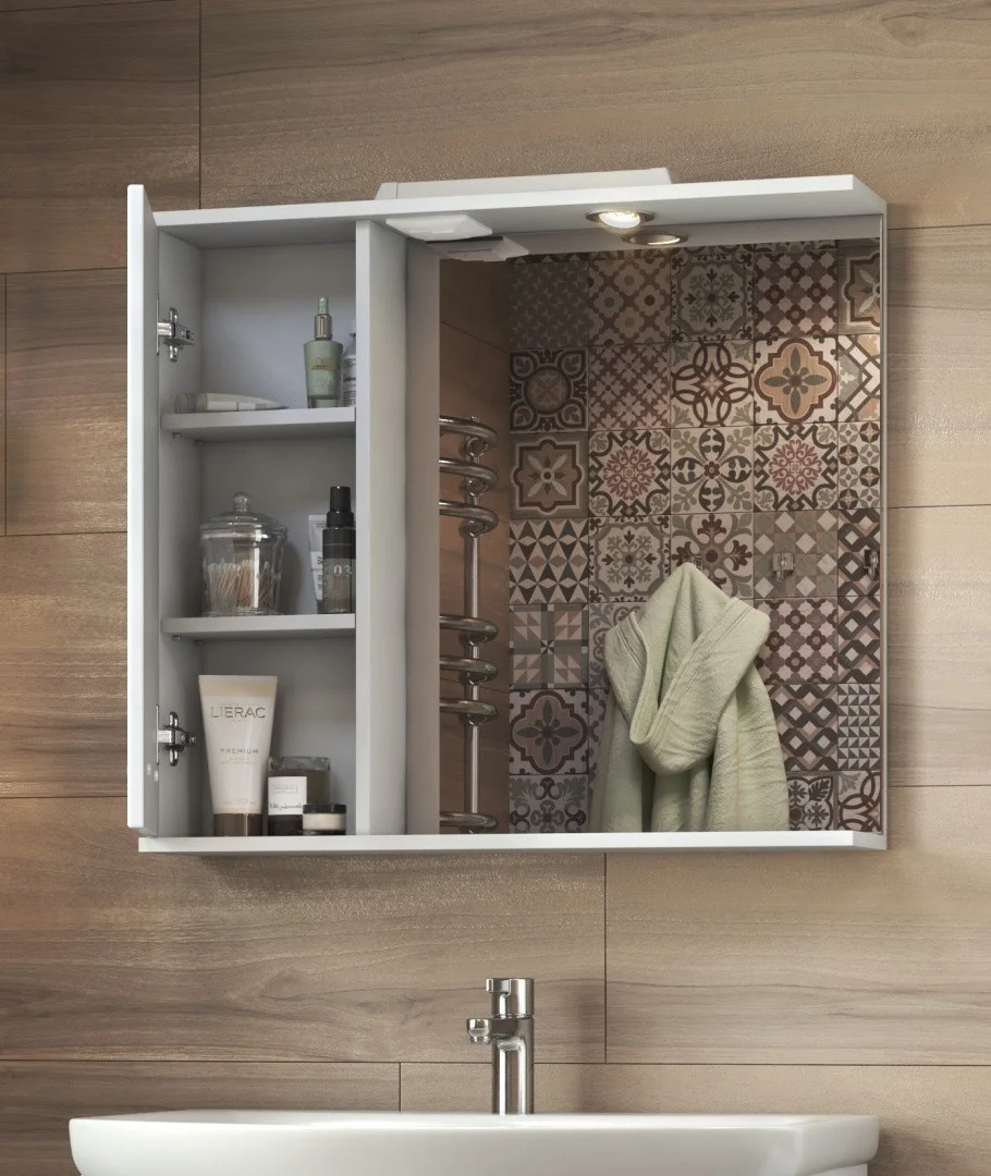 Приобрести vigo зеркало-шкаф diana 80 см, со спотом, левое, белое z.dia.80.l.el