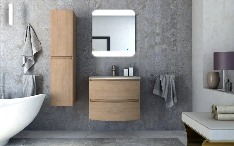 Приобрести cezares тумба подвесная с раковиной vague 70х55см, светлое дерево