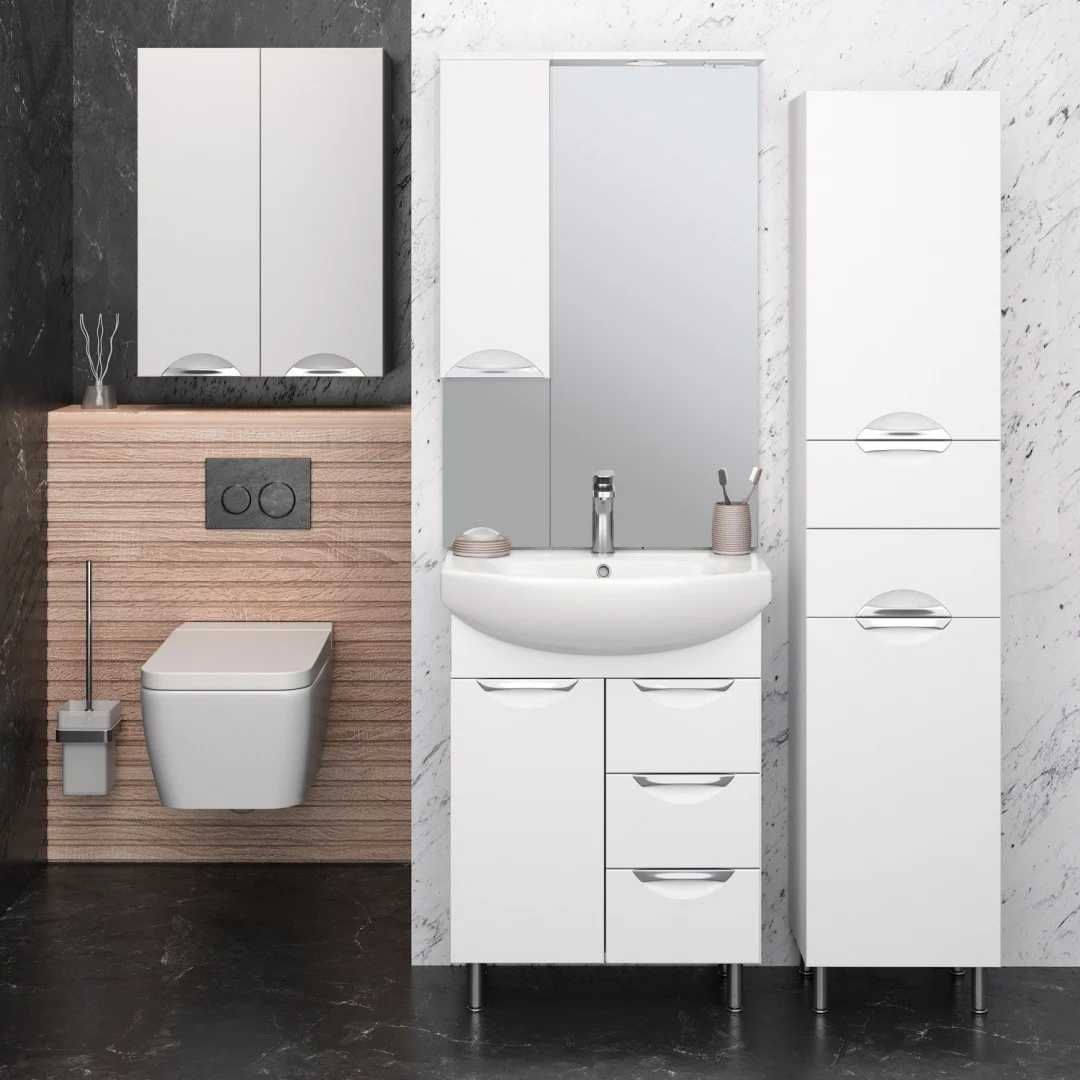 Приобрести aqua de marco зеркало-шкаф eleganse 65 см, левое, белый\хром 1065cele/l