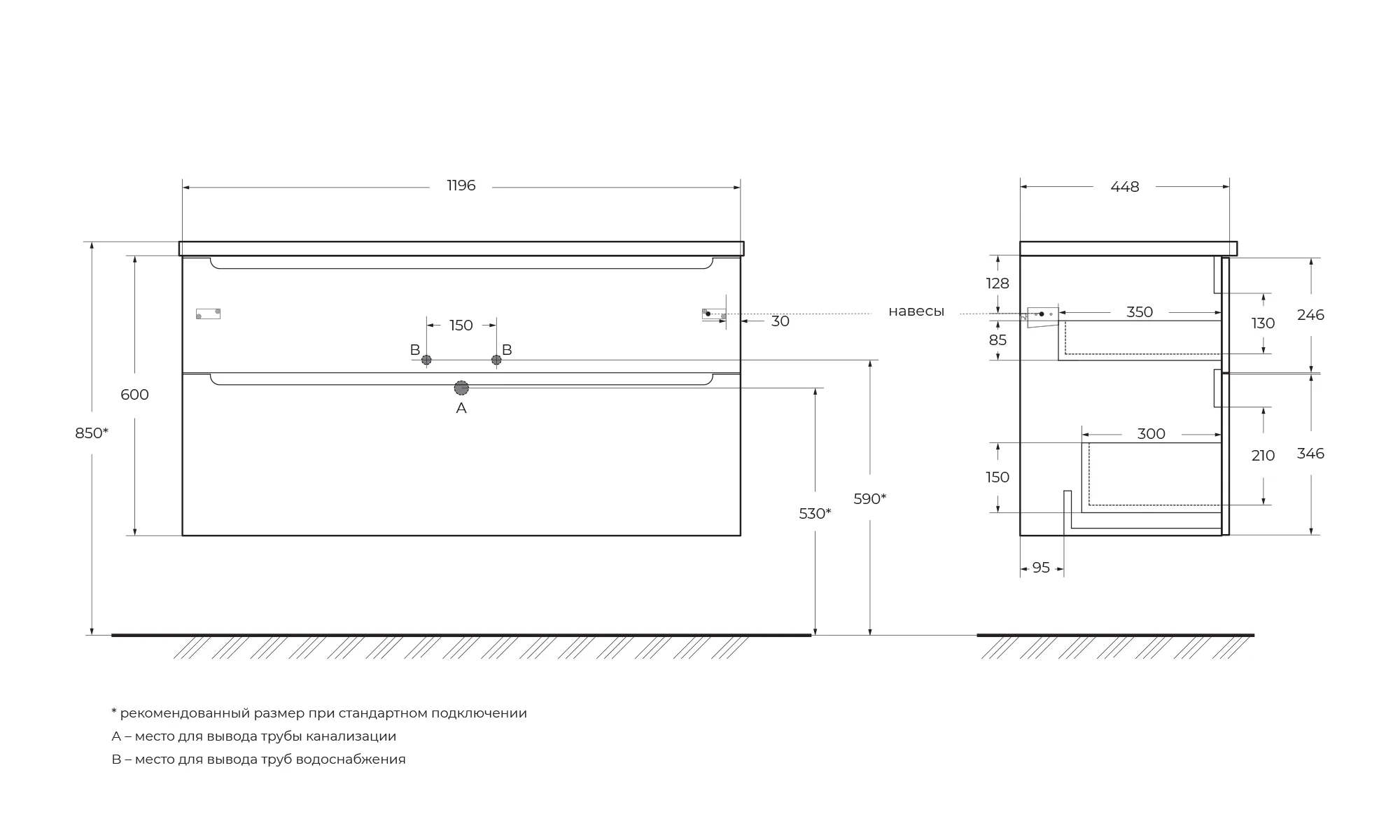 Приобрести belbagno тумба со столешницей etna-h60 120 см, подвесная rovere nature