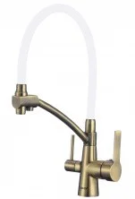 Savol Смеситель для кухни 440мм, гибкий излив, белый\бронза S-L1805С-02