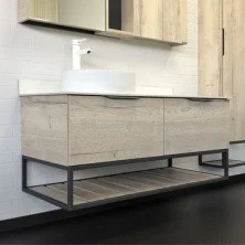 Сomforty Тумба со столешницей и раковиной Comforty Порто-120-1 дуб дымчатый