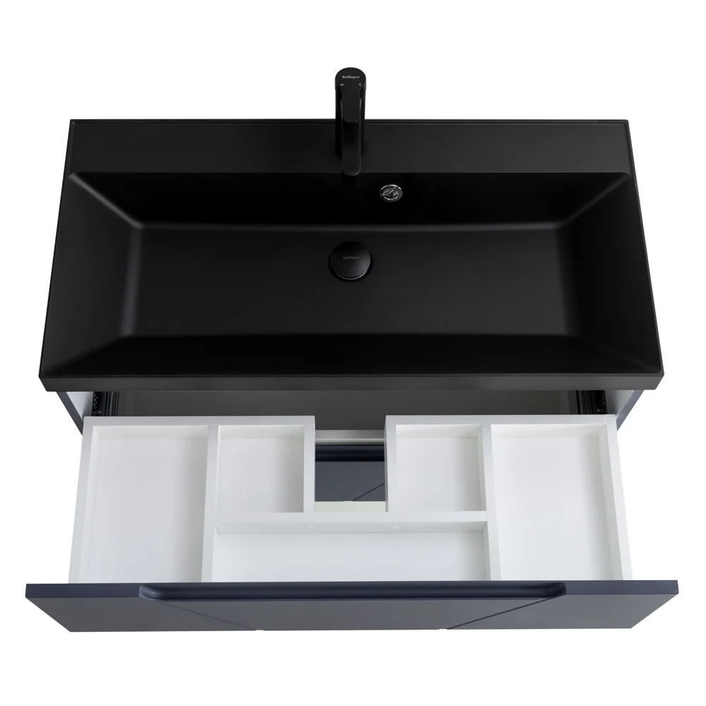 Приобрести belbagno тумба с раковиной vittoria 80 см, подвесная grigio opaco, чёрная раковина