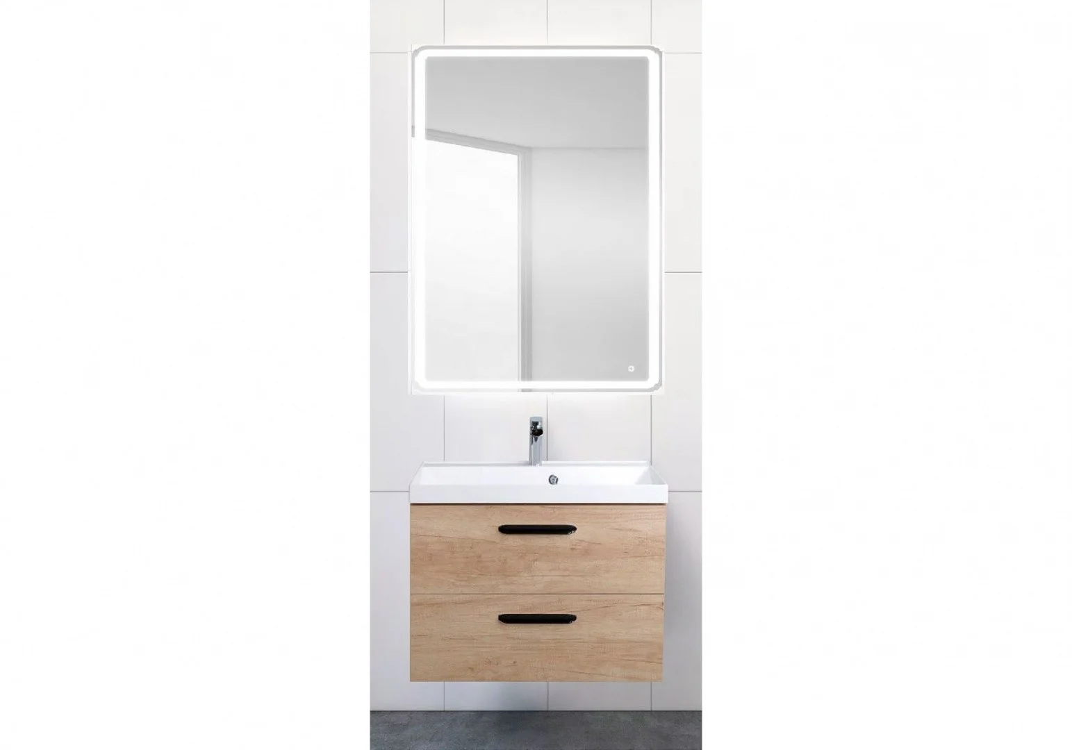 Приобрести тумба подвесная с раковиной belbagno aurora-600-2c-so-rnn 60 см, rovere nebrasca nature