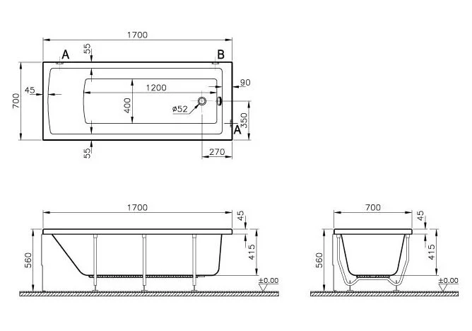 Приобрести ванна акриловая vitra neon 170x70 см