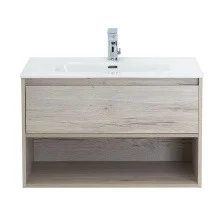 BelBagno Тумба c раковиной KRAFT 80 см, с одним ящиком и полкой, подвесная Rovere Galifax Bianco, белая раковина