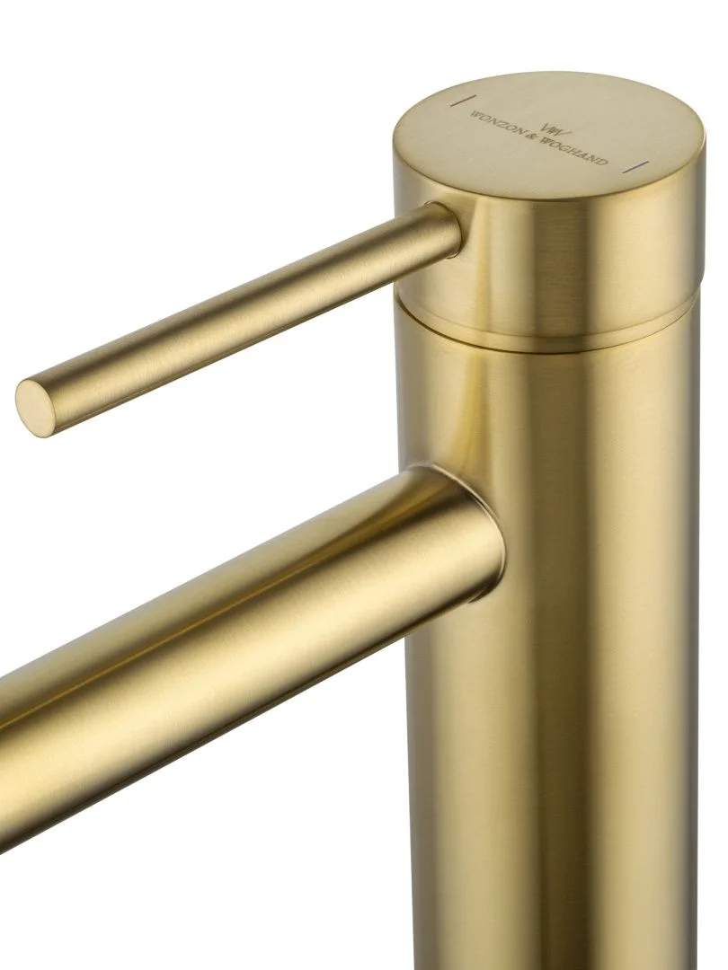 Приобрести смеситель для раковины высокий wonzon & woghand stick, брашированное золото (ww-88239017-bg)
