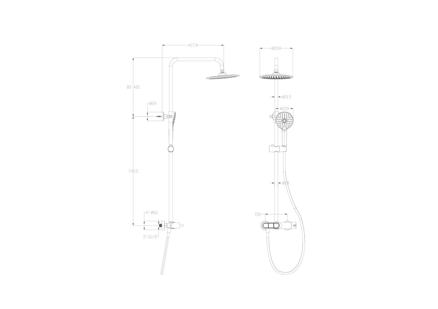 Приобрести душевая система wonzon & woghand muse corno, черный матовый (ww-a30653-mb)