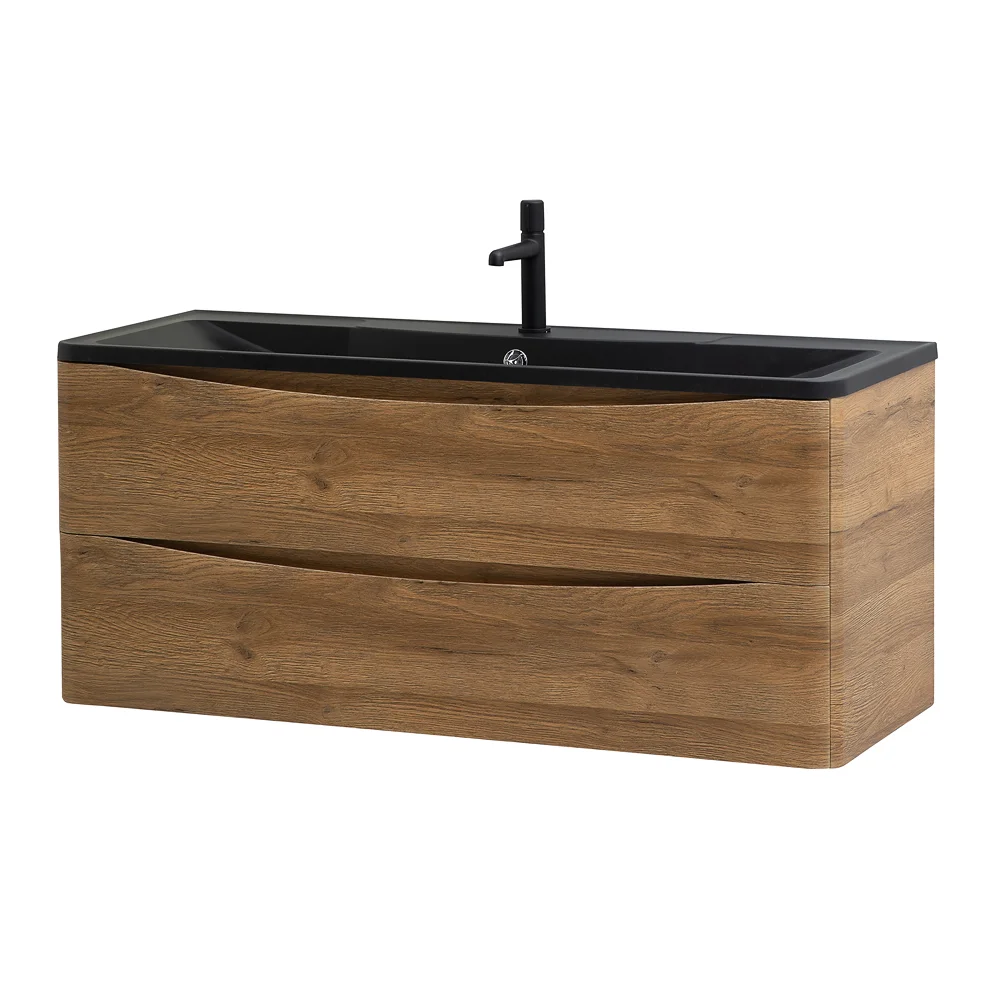 Приобрести belbagno тумба с раковиной acqua 120 см, подвесная rovere rustico, чёрная раковина