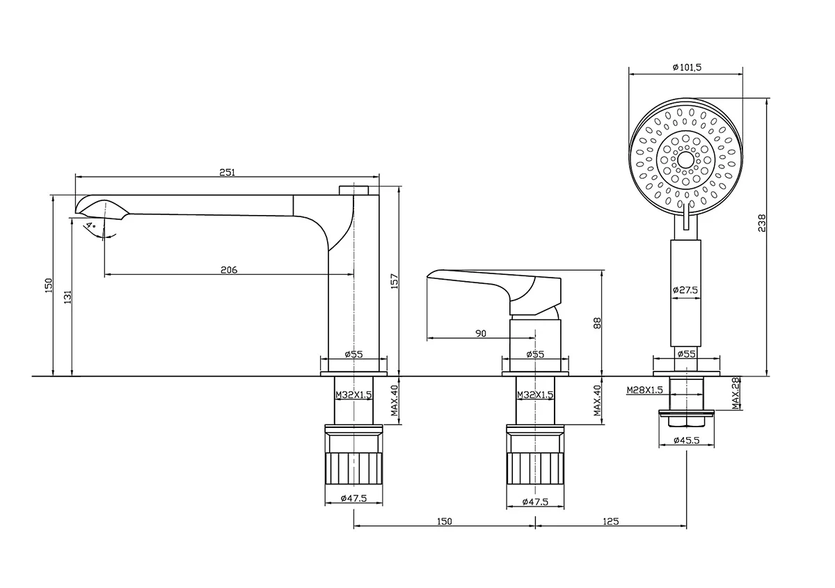 Приобрести belbagno смеситель на борт ванны ancona. хром ancona-bvd3-crm