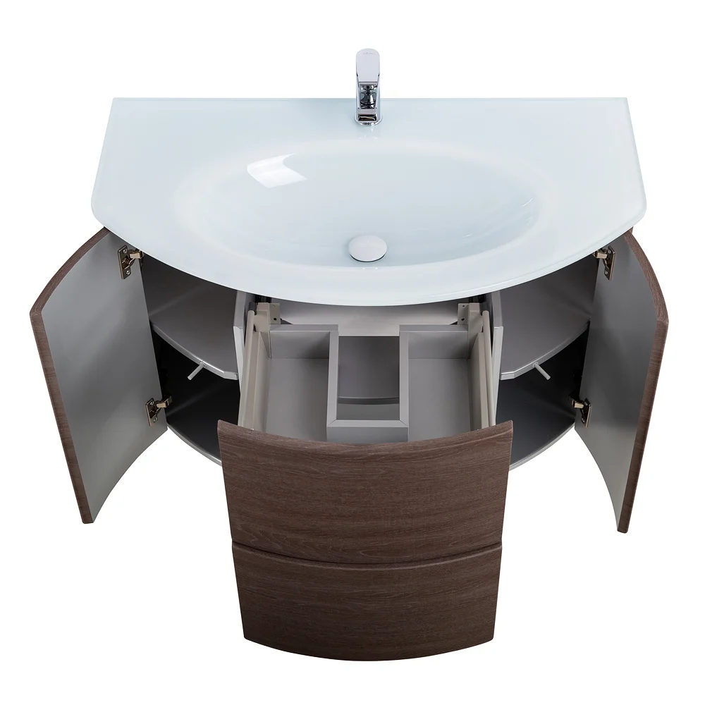 Приобрести cezares тумба подвесная с раковиной eden 91 см rovere scuro soft, стекло, коричневая 55070