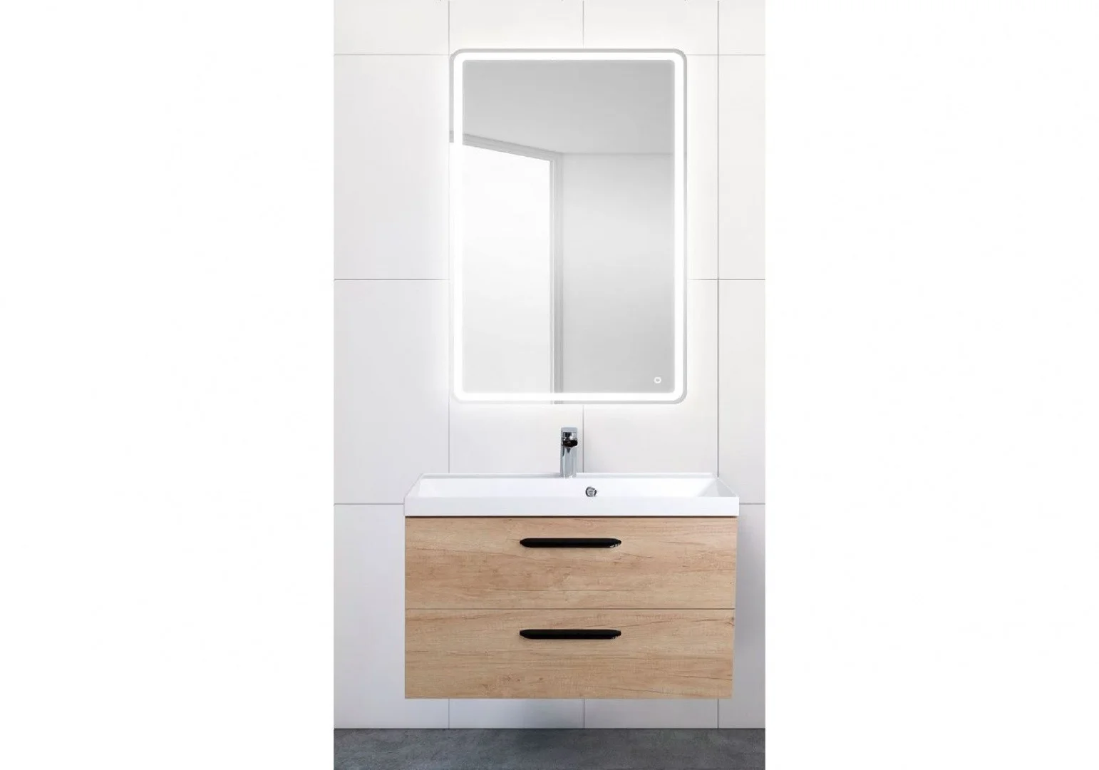 Приобрести тумба подвесная с раковиной belbagno aurora-800-2c-so-rnn 80 см, rovere nebrasca nature