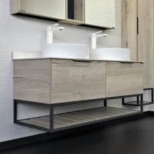 Сomforty Тумба со столешницей и раковиной Порто-120-2, дуб дымчатый